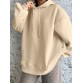 Solid Drop Shoulder Pocket Drawstring Long Sleeve Loose Hoodie