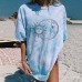 Leisure round neck short sleeved printed tie dye pullover women's T-shirt HF2403-03-04