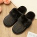 Women’s Large Size Solid Color Rhinestone House Furry Slippers