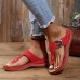 Plus Size Women Casual Comfy Summer Vacation Clip Toe Handmade Stitching Wedges Slippers